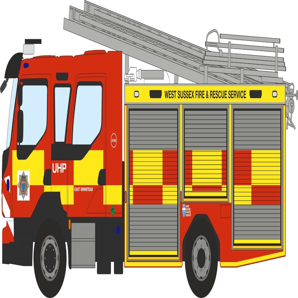 Oxford Diecast Volvo FL Emergency 1 Pump Ladder West Sussex Fire & Rescue