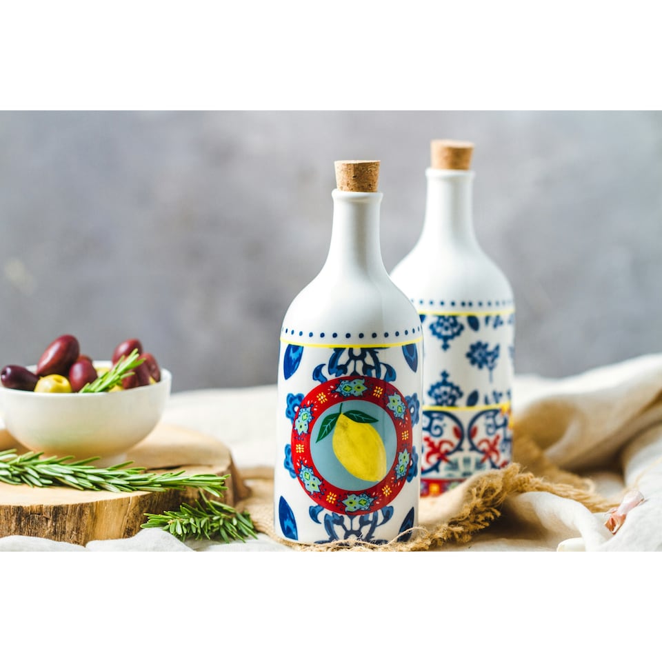 image 1 of KitchenCraft Ceramic Oil and Vinegar Bottle Set 500ml