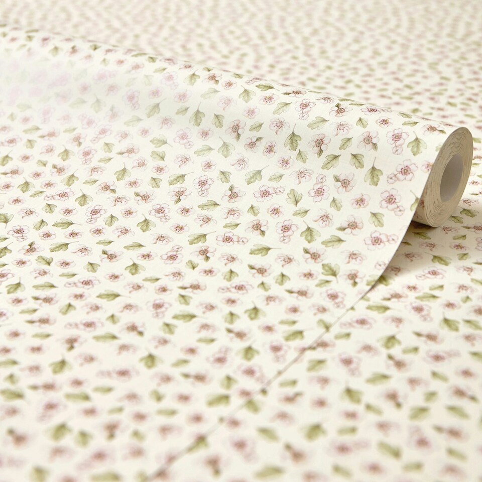image 1 of Apple Blossom Wallpaper in Cream Cream