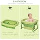 image 6 of HOMCOM Foldable Baby Bathtub for Newborns Infants Toddlers w Stool - Green