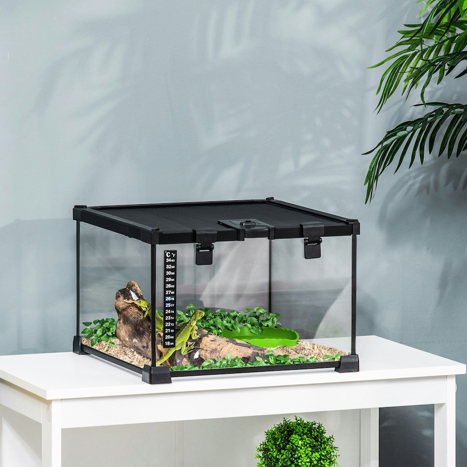 image 1 of PawHut Glass Reptile Terrarium Habitats for Lizards, Frogs, Snake 30 x 30 x 20cm
