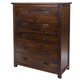 image 3 of Boston 5 Drawer Chest - Rich Dark Brown Lacquer Solid Wood Bedroom Storage with Brass Handles | Brown | Brown | 1