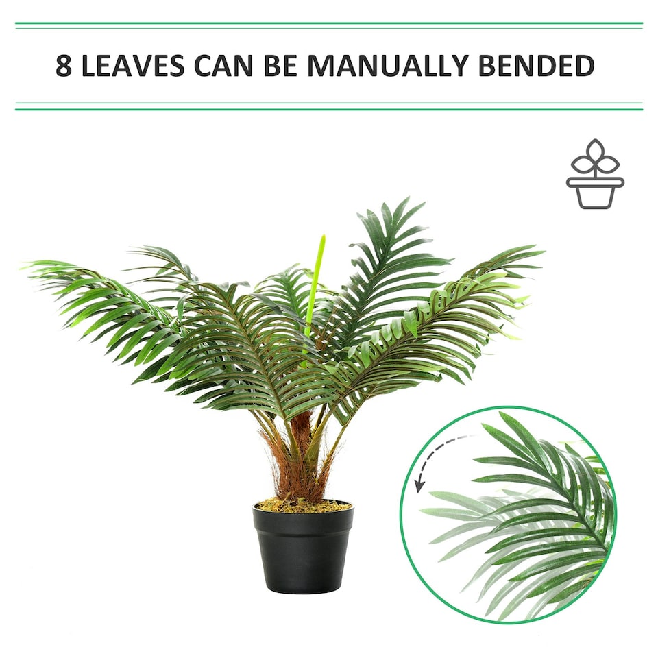 image 1 of Outsunny 60cm/2FT Artificial Palm Tree Fake Plant in Pot Indoor Décor