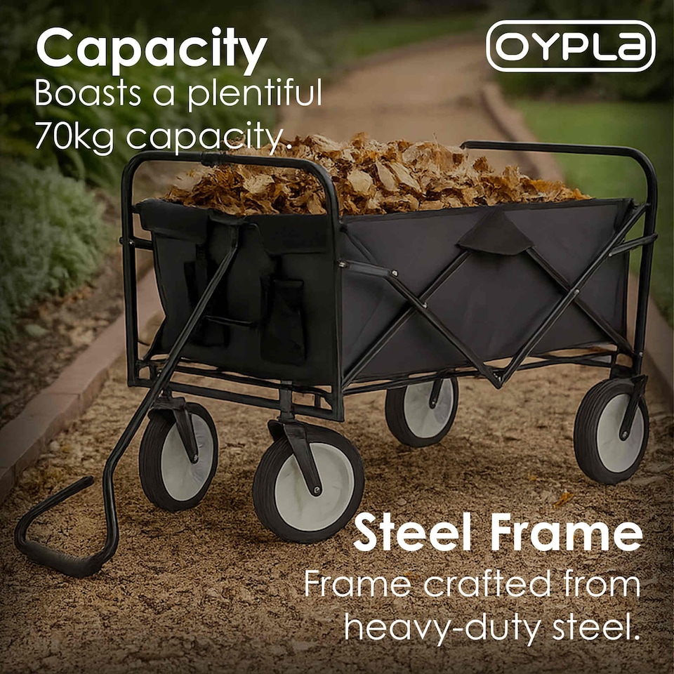 image 1 of Black Heavy Duty Foldable Garden Festival Trolley Cart Wagon Truck