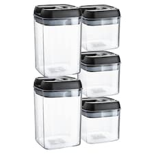 Argon Tableware 5 Piece Flip Lock Plastic Food Storage Containers Set - Black