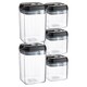 image 1 of Argon Tableware 5 Piece Flip Lock Plastic Food Storage Containers Set - Black