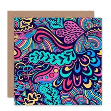 Abstract Swirly Paisley Floral Pattern Art Card