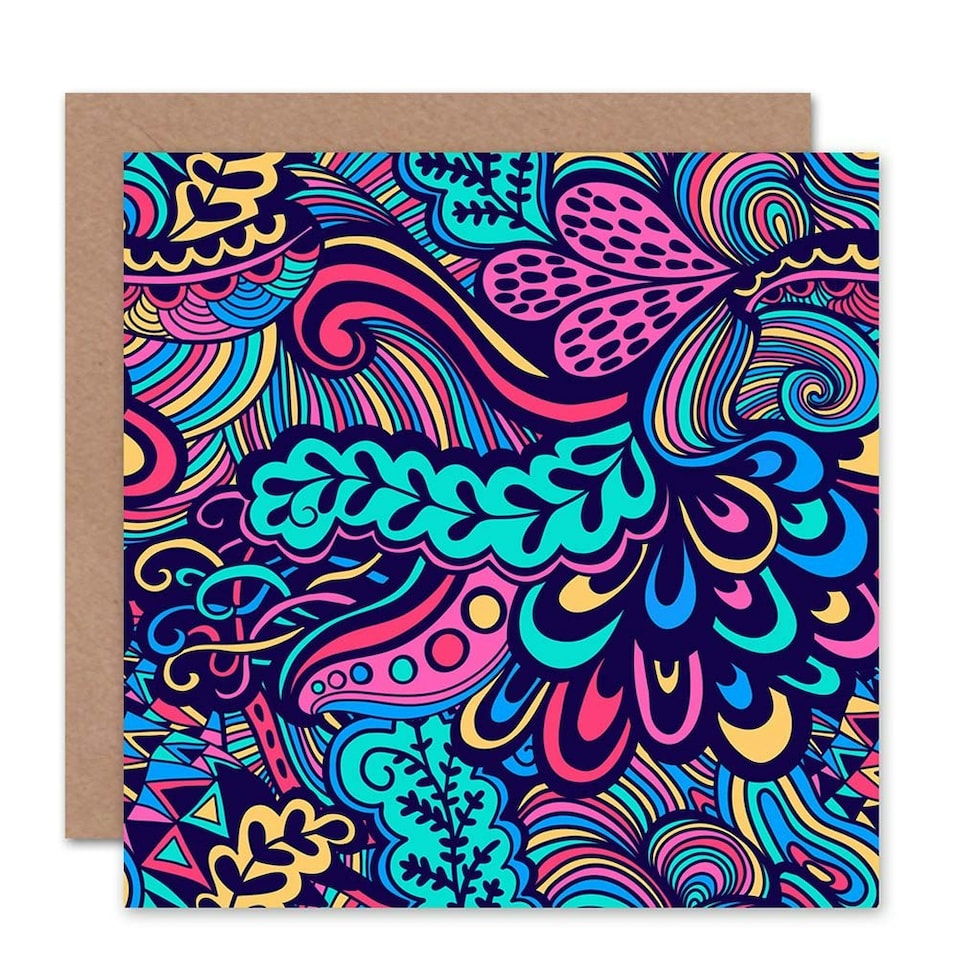 image 1 of Abstract Swirly Paisley Floral Pattern Art Card