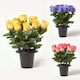 image 1 of Homescapes Set of 3 Artificial Rosebuds with Gypsohila in Grave Vase