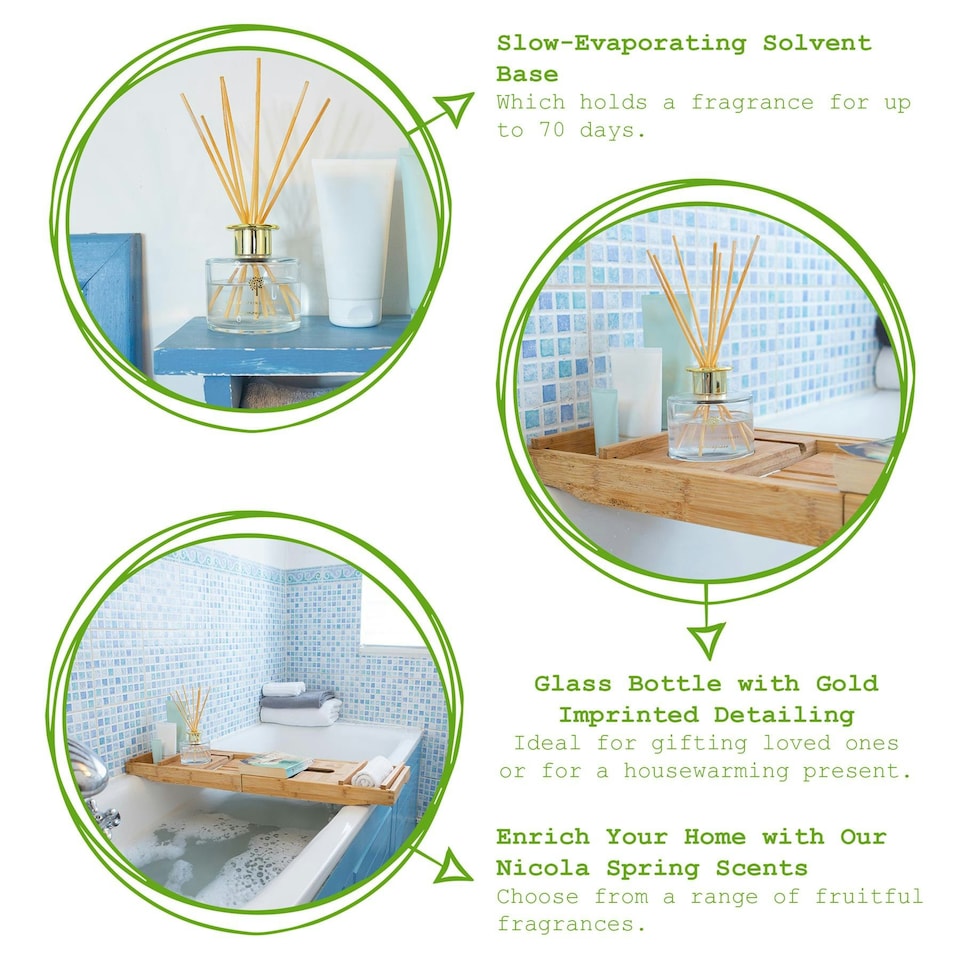 image 1 of Nicola Spring Glass Reed Diffusers - 200ml - Lemongrass - Pack of 3