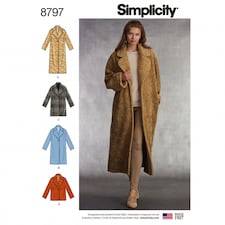 Simplicity 8797 Paper Sewing Pattern – Women’s Coat, Size A (XS–S–M–L–XL), Intermediate