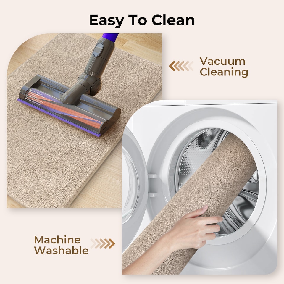 image 1 of Marlow 50x80CM Non-Slip Washable Kitchen Floor Runner Rug Mat | Cream | Beige