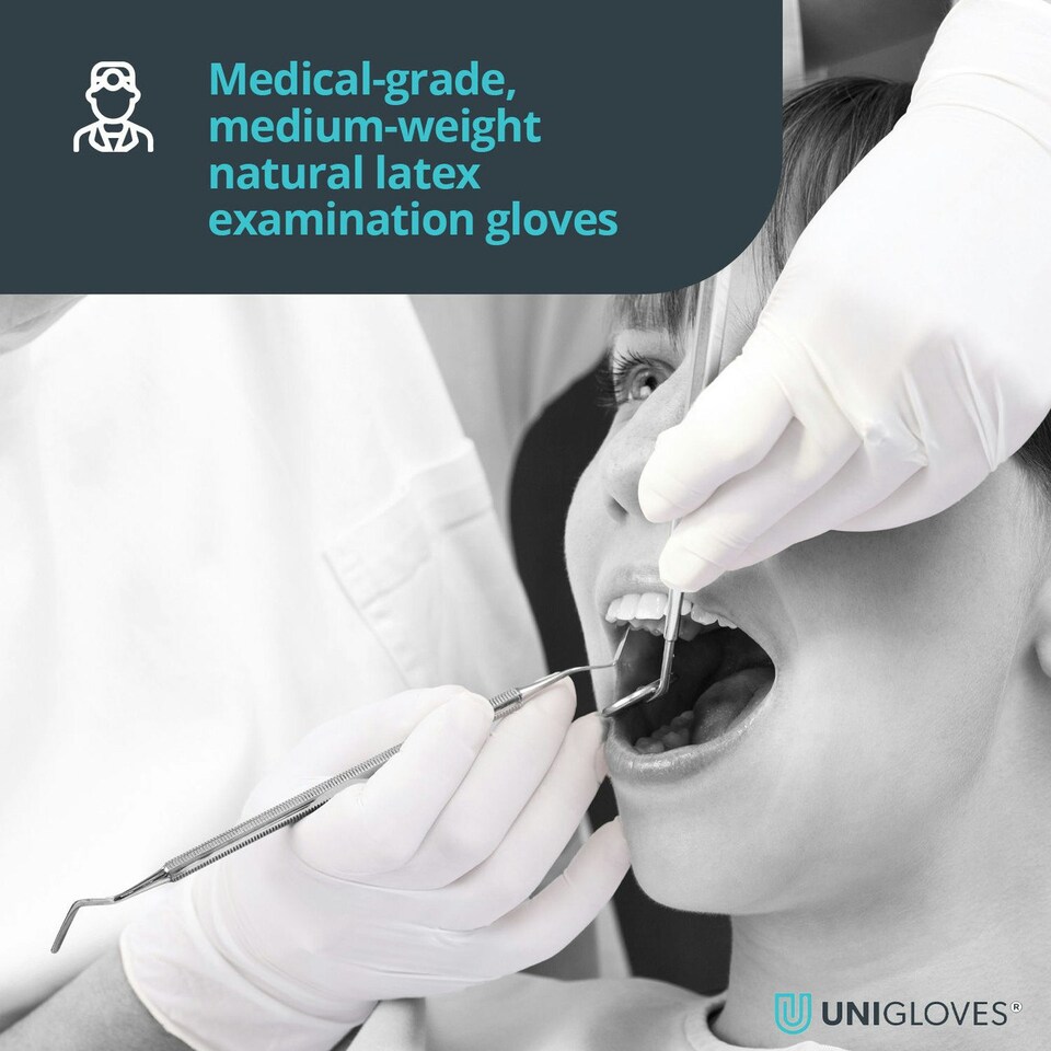 image 1 of Unigloves Unicare Natural Latex Powder Free Gloves - Box of 100x Cream | Large