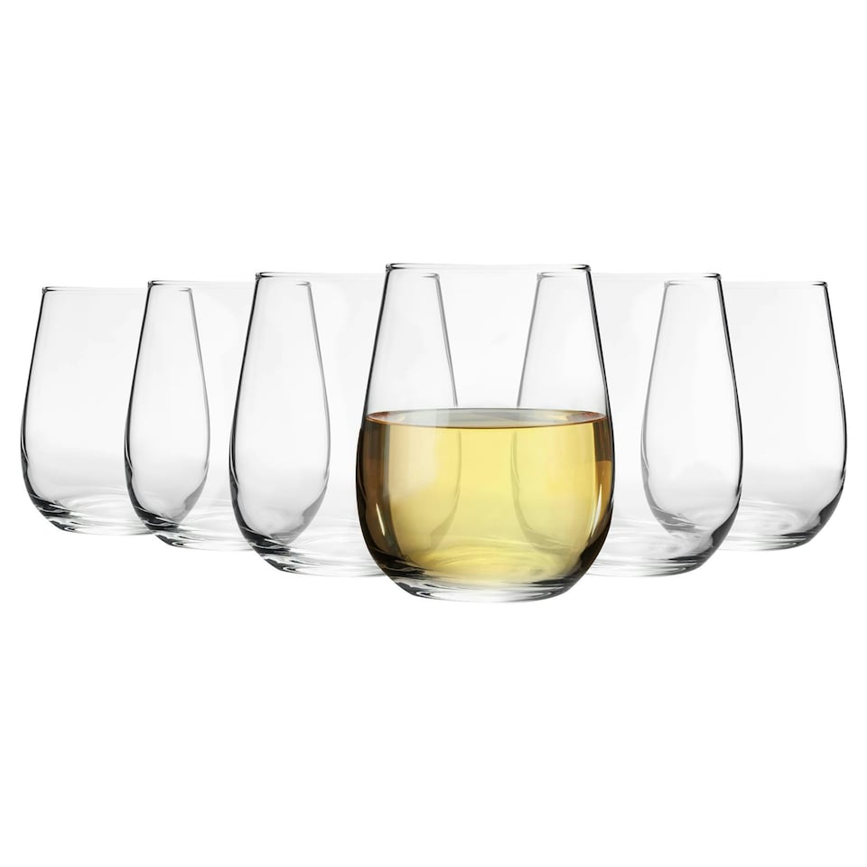 image 1 of LAV Gaia Stemless White Wine Glasses - 360ml - Clear - Pack of 6 Clear