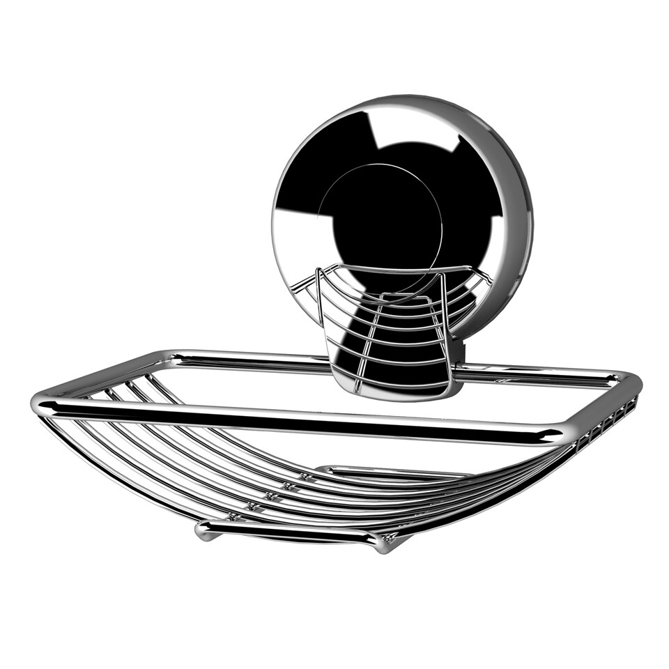 image 1 of Showerdrape Suctionloc Chrome Suction Wall Mounted Soap Basket | Chrome | Chrome | 1