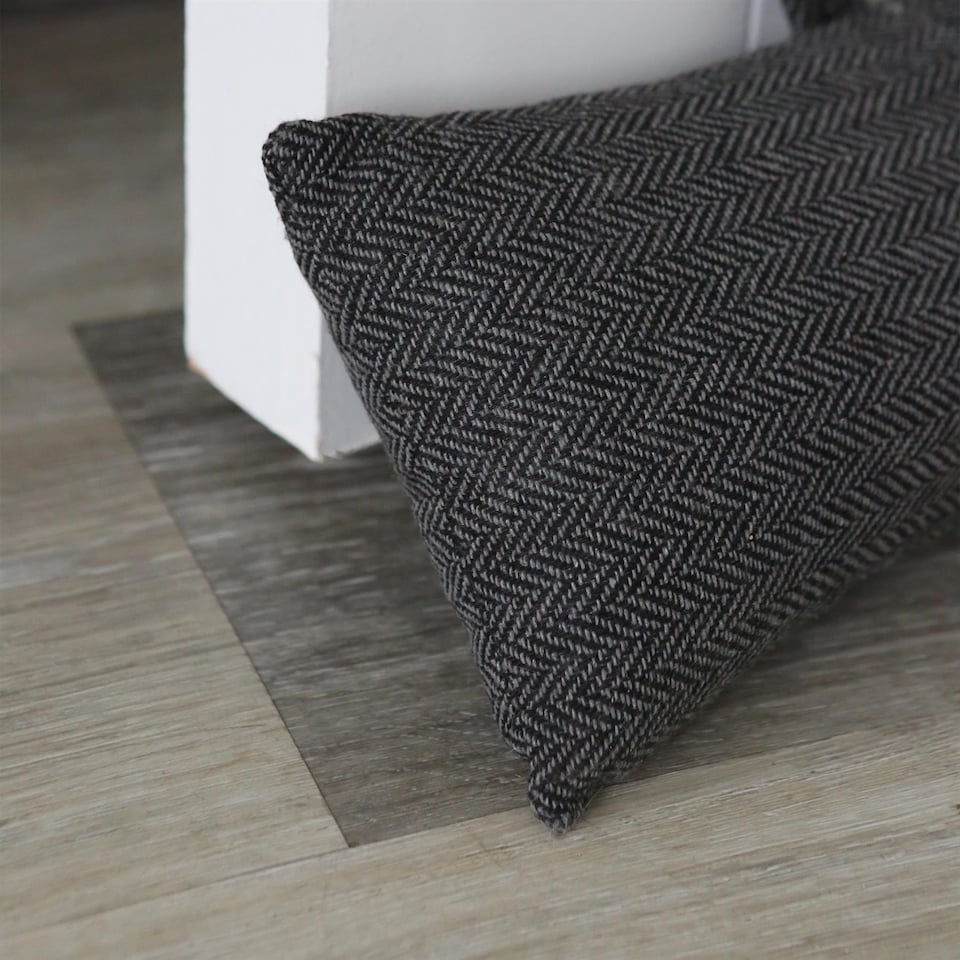 image 1 of Nicola Spring Herringbone Door Stop & Draught Excluder Set - Grey