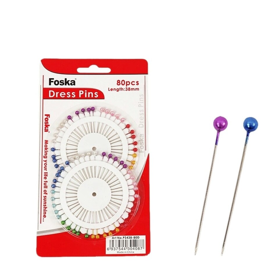 image 1 of Pack of 80 Assorted Colour Dress Pins 38mm - Sewing