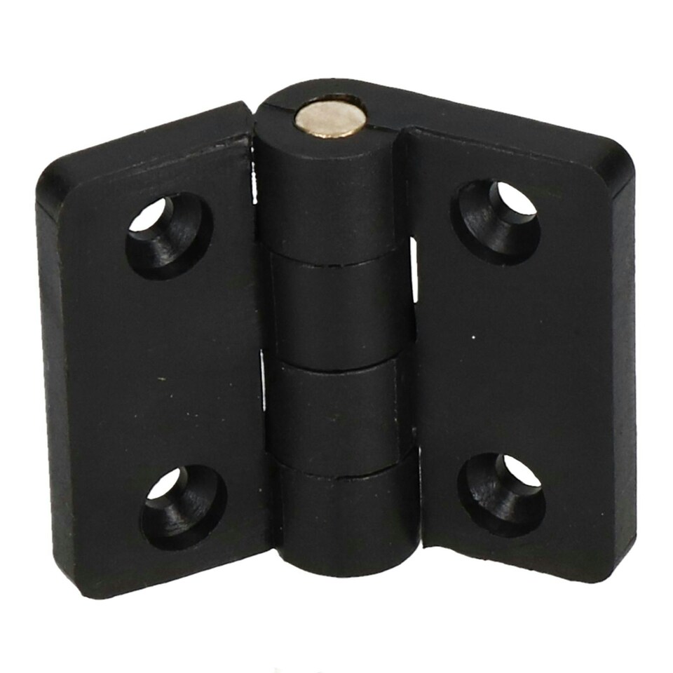 image 1 of Black Reinforced Nylon Plastic Hinge 40x48mm Italian Made Industrial Quality 2PK Black