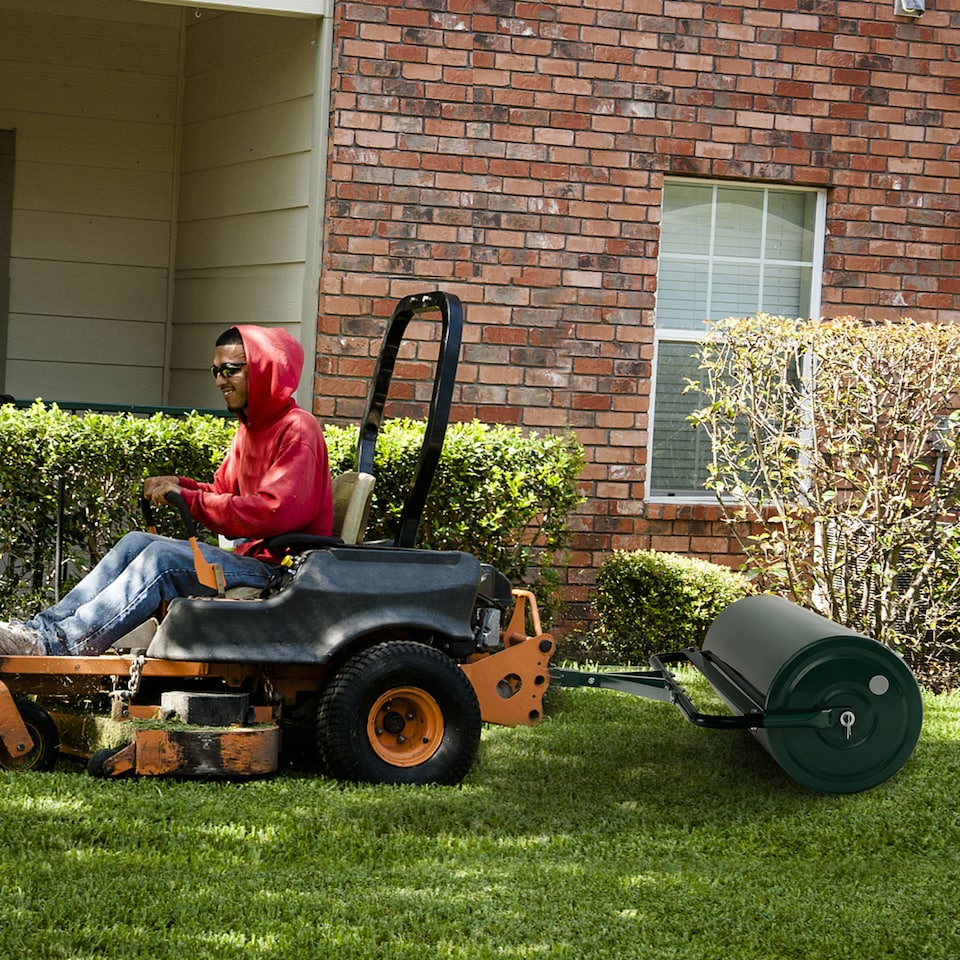 image 1 of COSTWAY Metal Lawn Roller Push/Tow-Behind Lawn Roller-Green