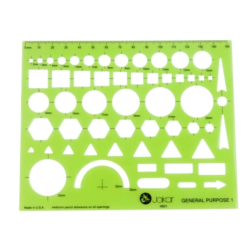 image 1 of Arrow Circle Hexagon Triangle Symbols Drawing Drafting Template Stencil