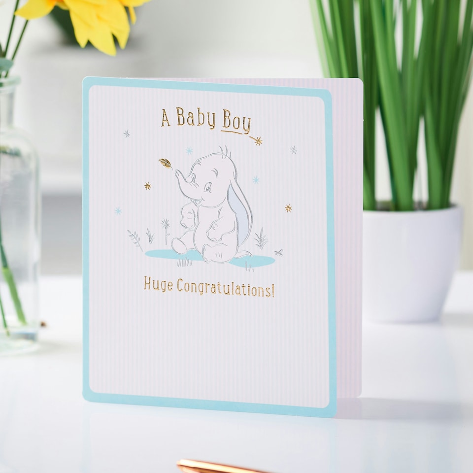image 1 of Boy Birth Congratulations Card - Dumbo
