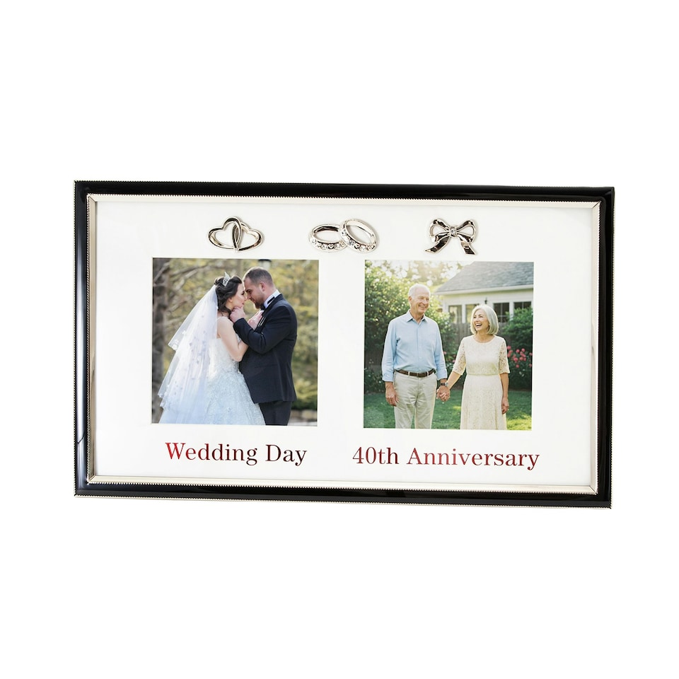 image 1 of 40th Anniversary & Wedding Frame with Silver & Black Icons Silver | One Size