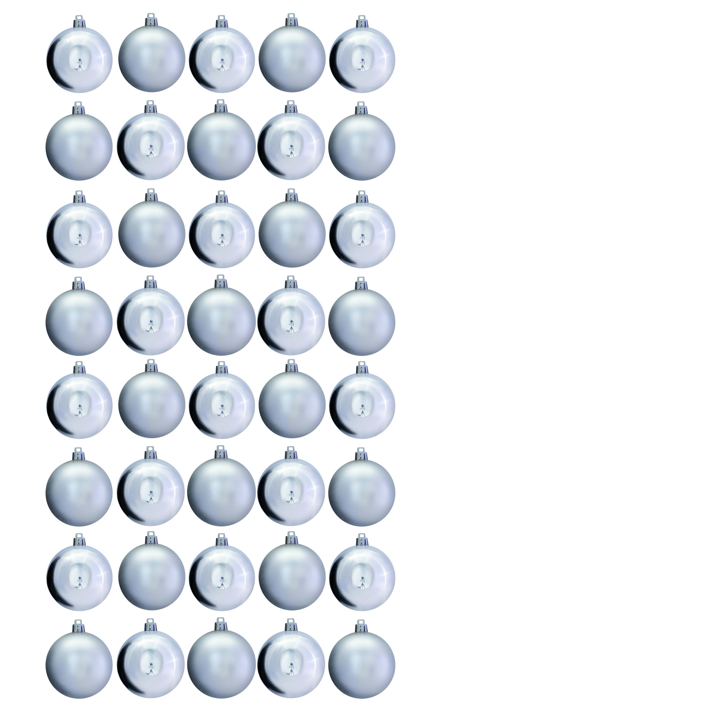 Christmas Tree World 6cm Bauble Set Shiny/Matt (40 pc) - Silver