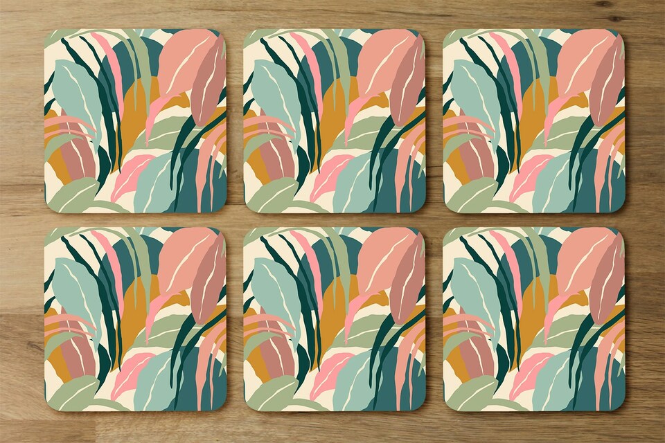 image 1 of artistic abstract leaves (Coaster)