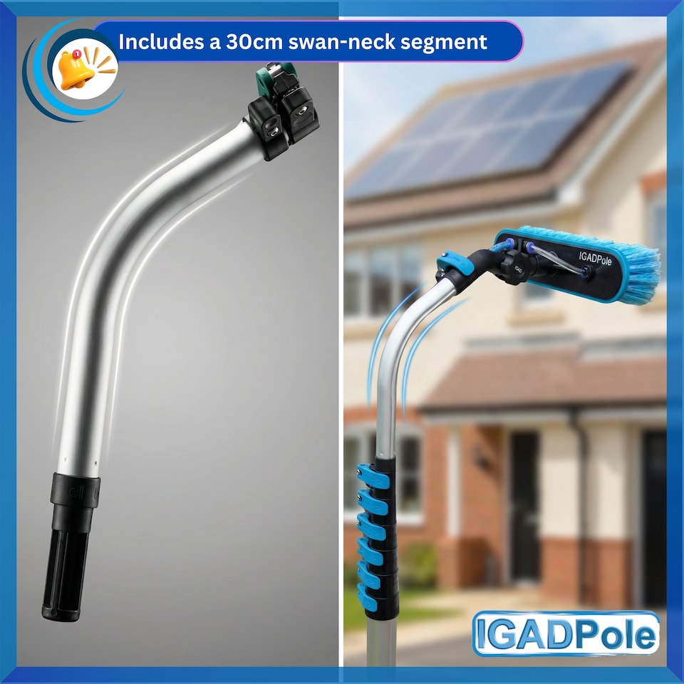 image 1 of IGADPole 8.6m (28ft) Washing Kit: Water-fed Brush, Cobweb Duster and 10”(25cm) Squeegee and Soap Dispenser