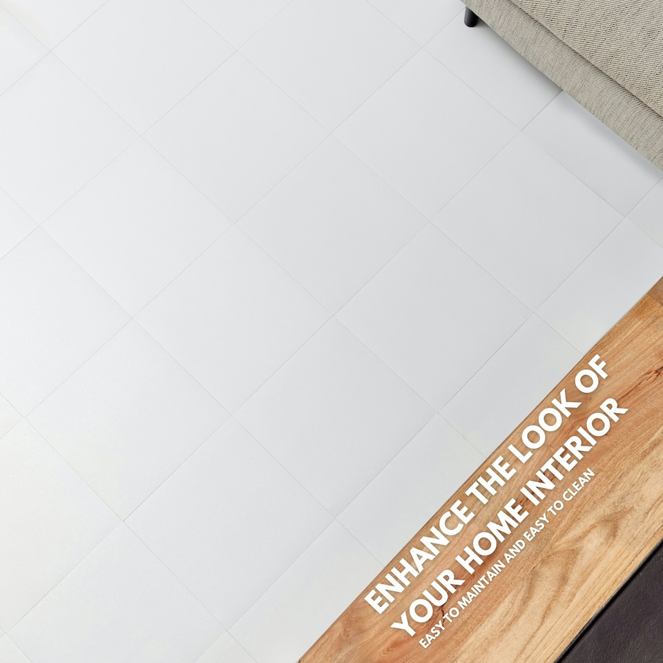 image 1 of NOVECRAFTO Vinyl Floor Tile – Self Adhesive 12x12 in – White Checkerboard – Peel & Stick for Kitchen, Bathroom & Living Room – Waterproof & Easy DIY White | 2.79 sqm