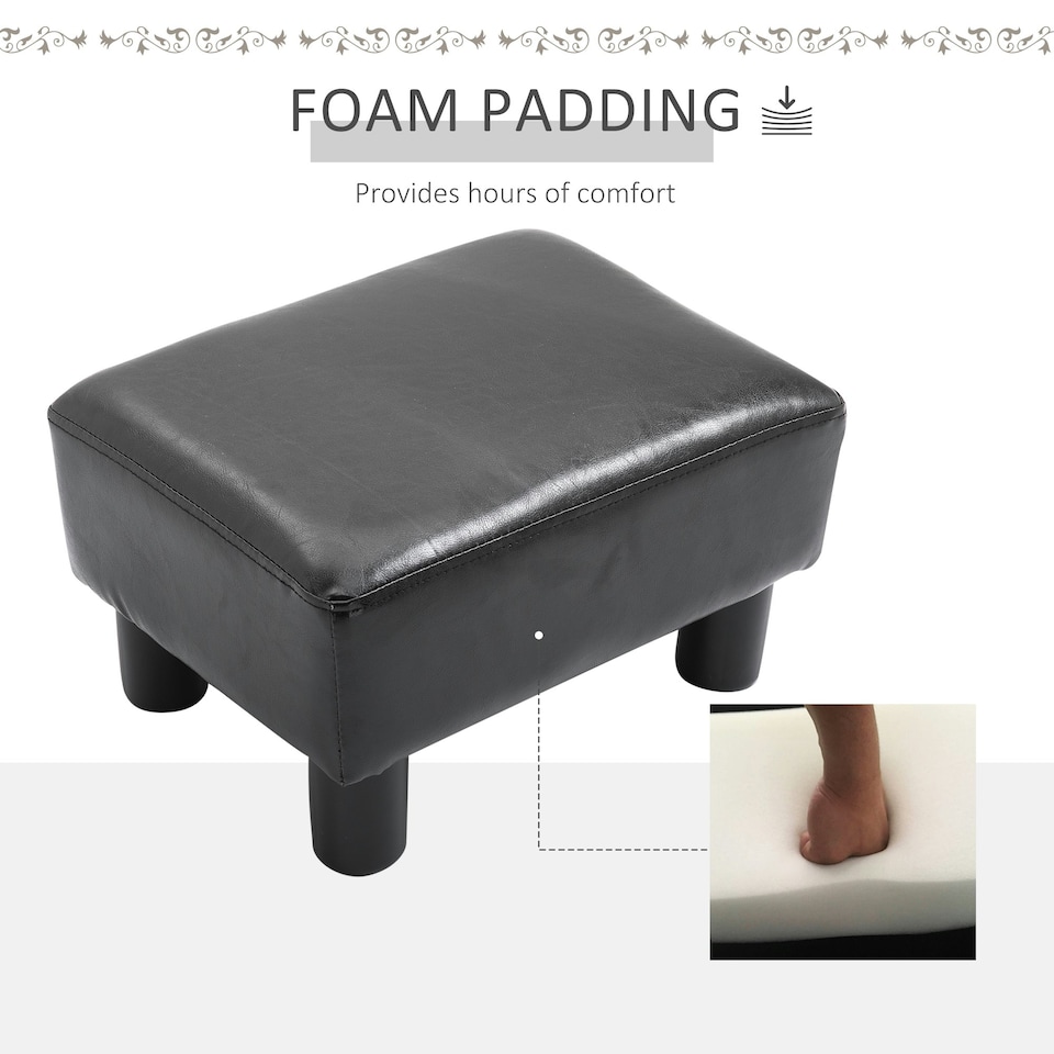 image 1 of HOMCOM Ottoman Footrest Seat Chair Footstool Small PU Leather Home Office Black