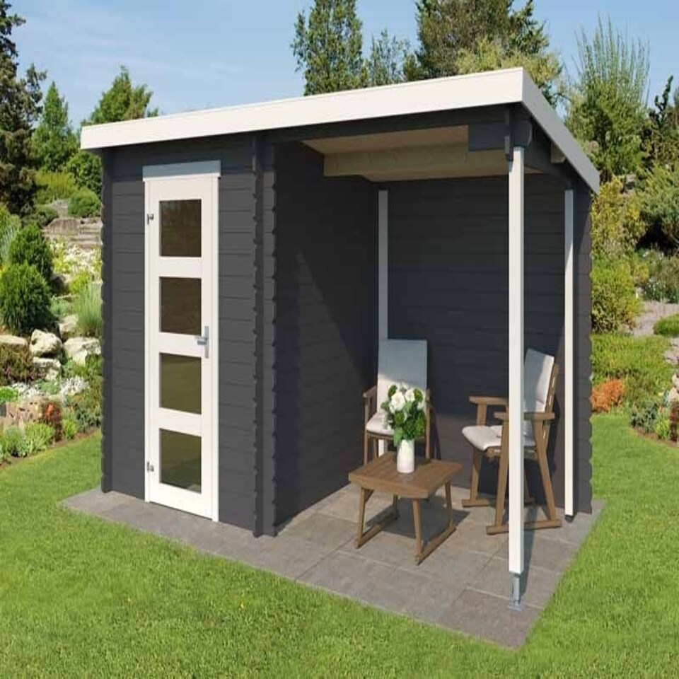image 1 of Jelle 175 Plus-Log Cabin, Wooden Garden Room, Timber Summerhouse, Home Office - L390 x W214.4 x H210.9 cm Brown