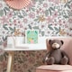 image 3 of Gorgeous Gardenia Wallpaper in Sage Green and Pink on White | White | Sage Green And Pink On White | 50cm x 10m