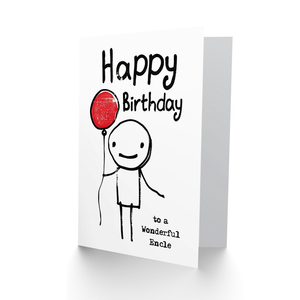 image 1 of Wonderful Encle Stick Figure Red Balloon Non Binary Birthday Card