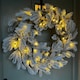 image 7 of 60cm Premium Mixed branch prelit Snow Flocked Christmas Wreath - with timer