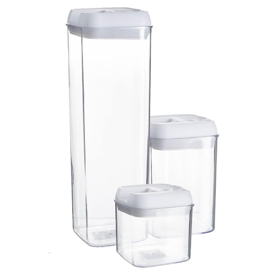 image 1 of Argon Tableware 3 Piece Flip Lock Plastic Food Storage Containers Set - White