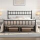 image 1 of Yaheetech 4ft6 Double Metal Bed Frame with Slatted Headboard Black