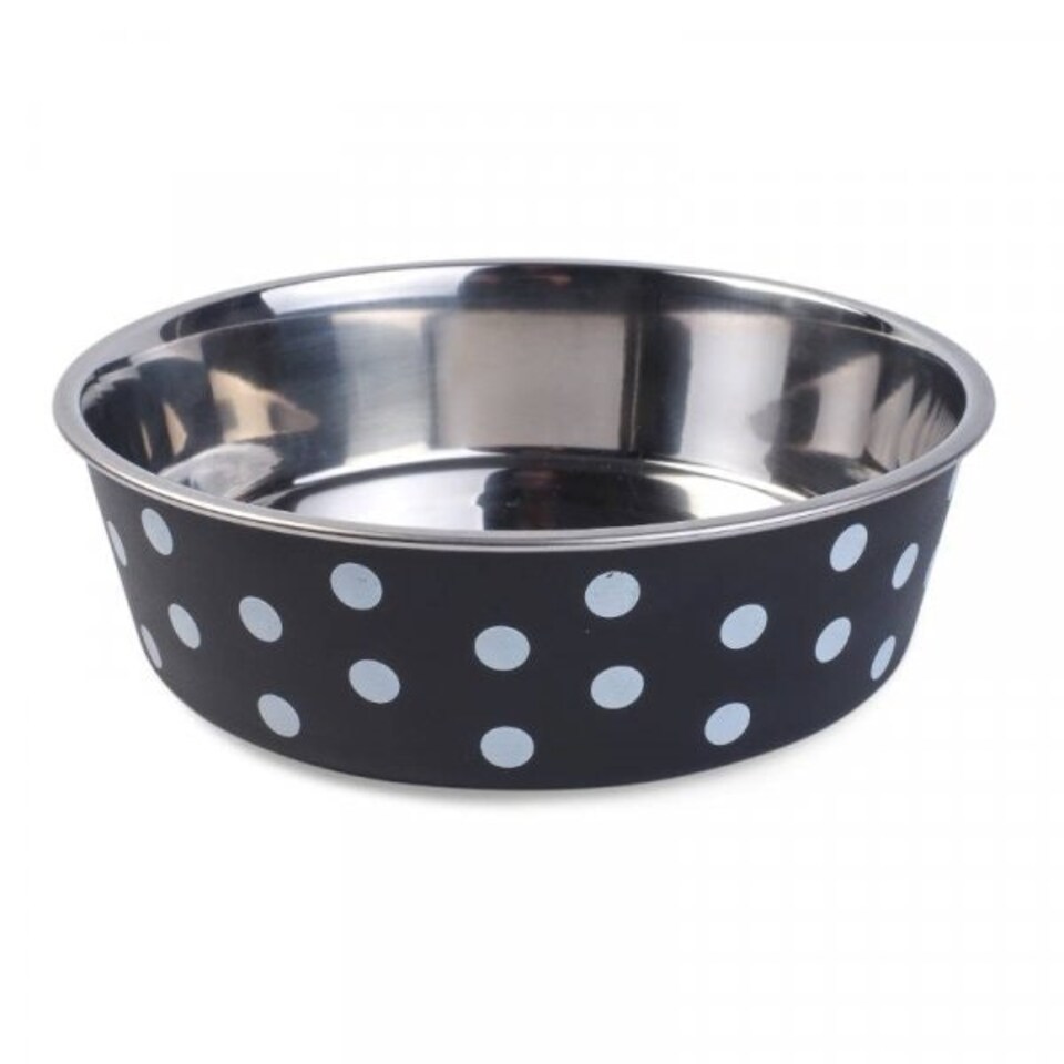 image 1 of Zoon Navy Polka Dot Pet Bowl 17cm Blue