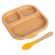 image 1 of Tiny Dining Bamboo Segmented Baby Weaning Plate & Fork Set - Yellow