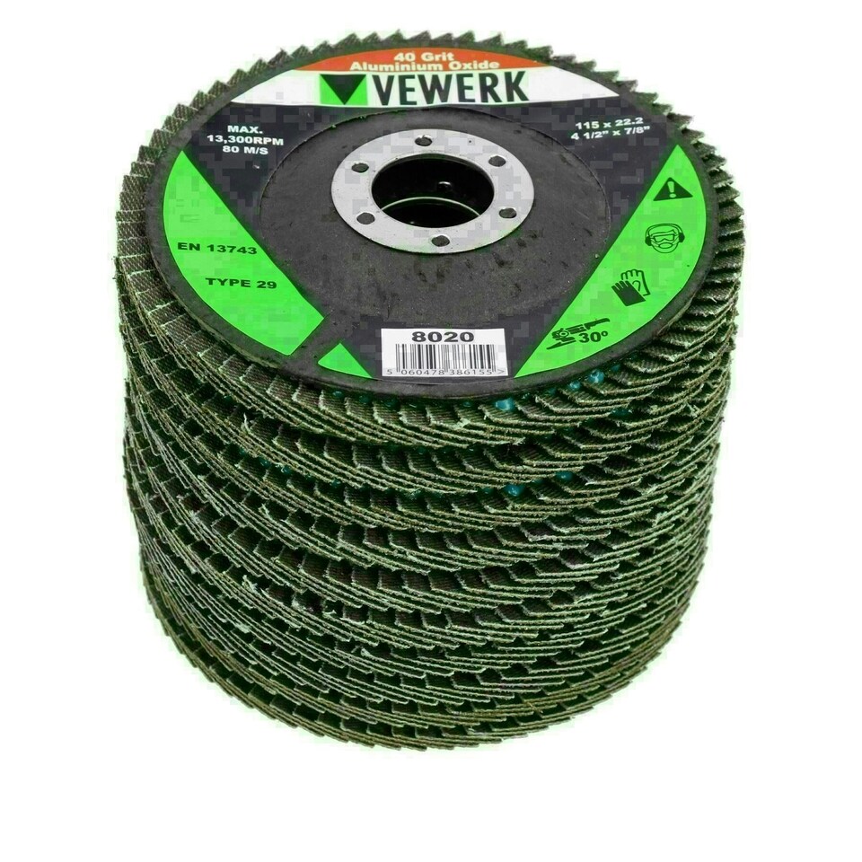 image 1 of 4-1/2" 115mm Mixed Grit Flap Flat Discs For Angle Grinders Removal Sanding 200pk