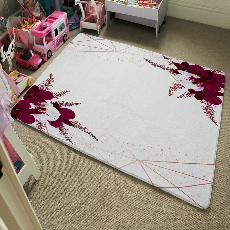 image 1 of Geometrics & Flowers (Rug) Pink | XL: 160x230cm