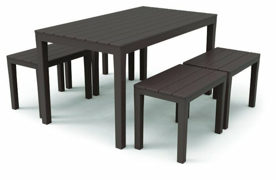 image 1 of Plastic Dining Garden Table with 4 Benches
