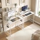 image 8 of HOMCOM Computer Desk, 80cm Home Office Study Table with Hutch Shelf | White | White | 80W x 50D x 121.7H cm