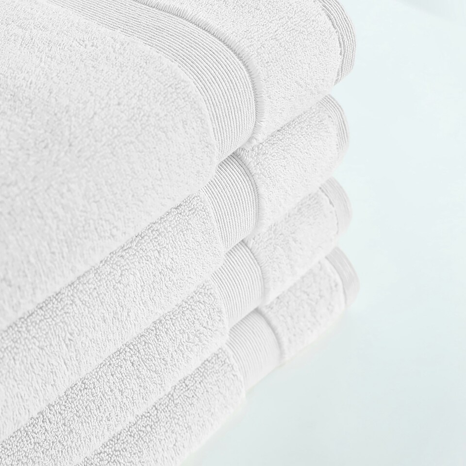 image 1 of 100% Cotton White Hand Towels (Pack of 4) White | Hand towel