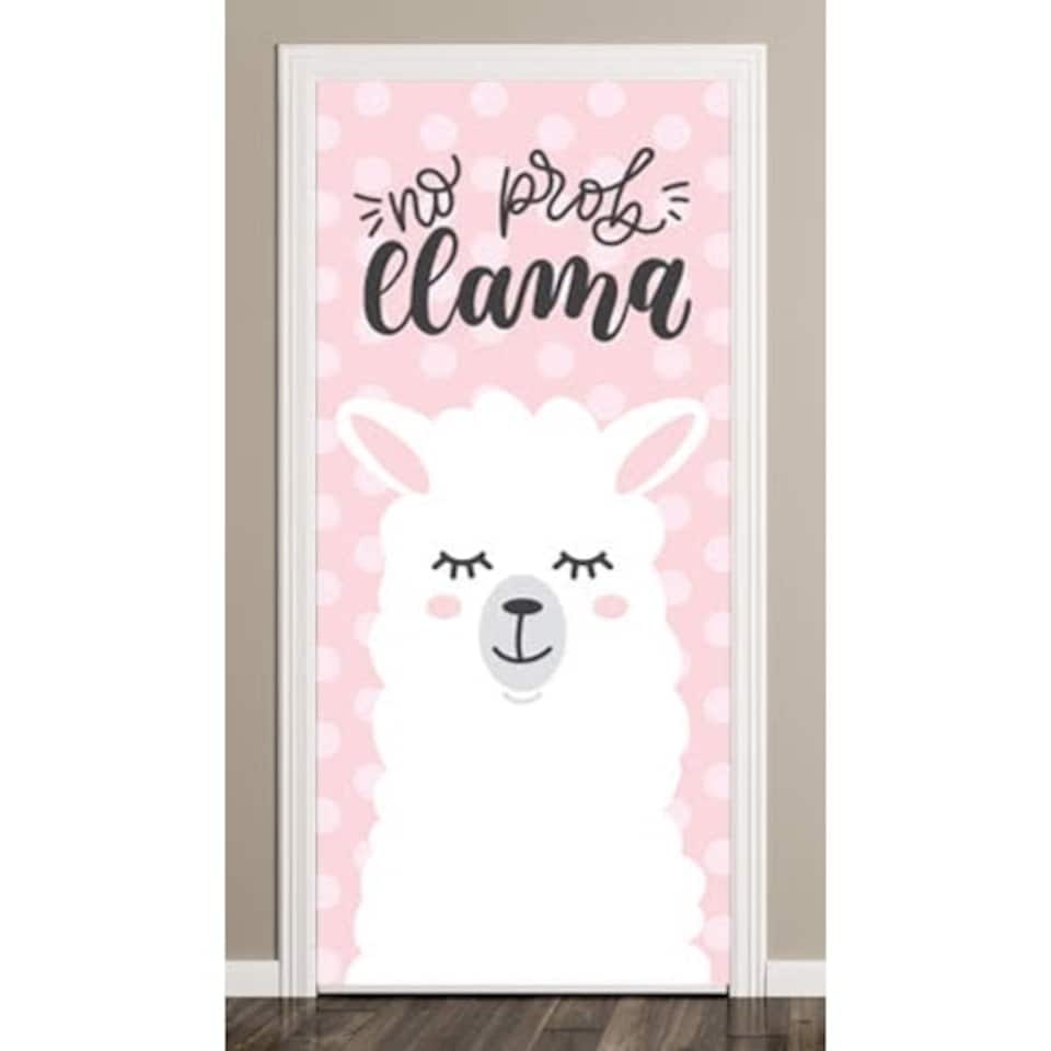 No Prob Llama Door Cover PVC Party Sign Decoration 66cm x 152cm