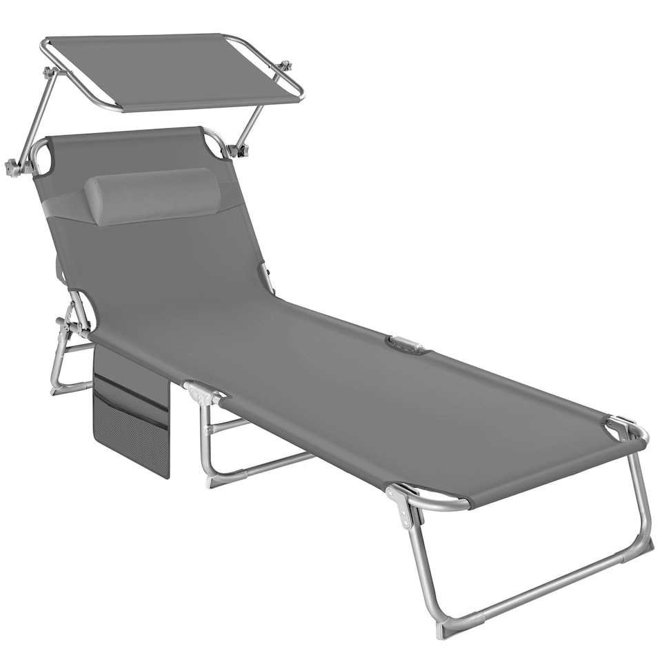 image 1 of Sun Lounger - foldable with sun canopy | Grey | grey | 1