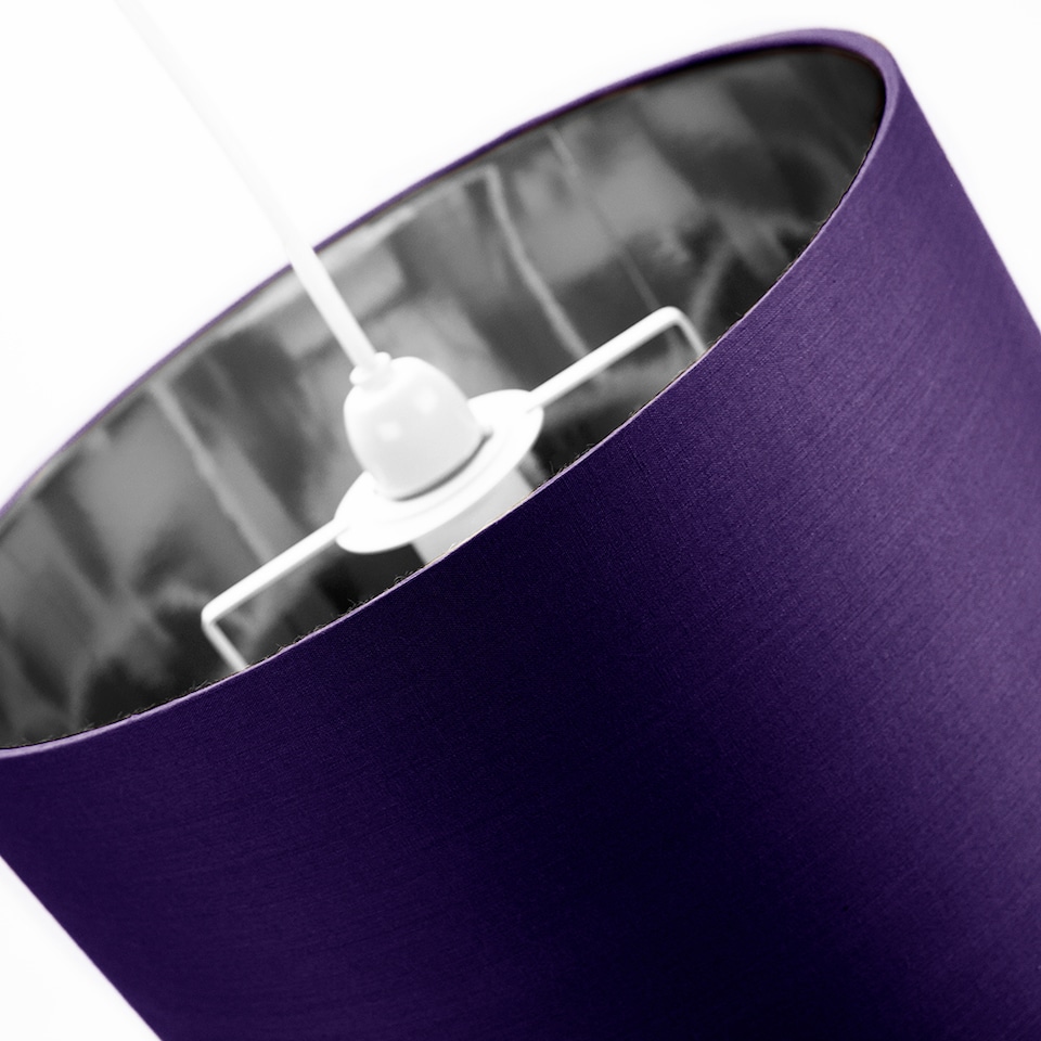 image 1 of Contemporary Purple Cotton 12 Inch Table-Pendant Lamp Shade with Shiny Silver Inner | Purple