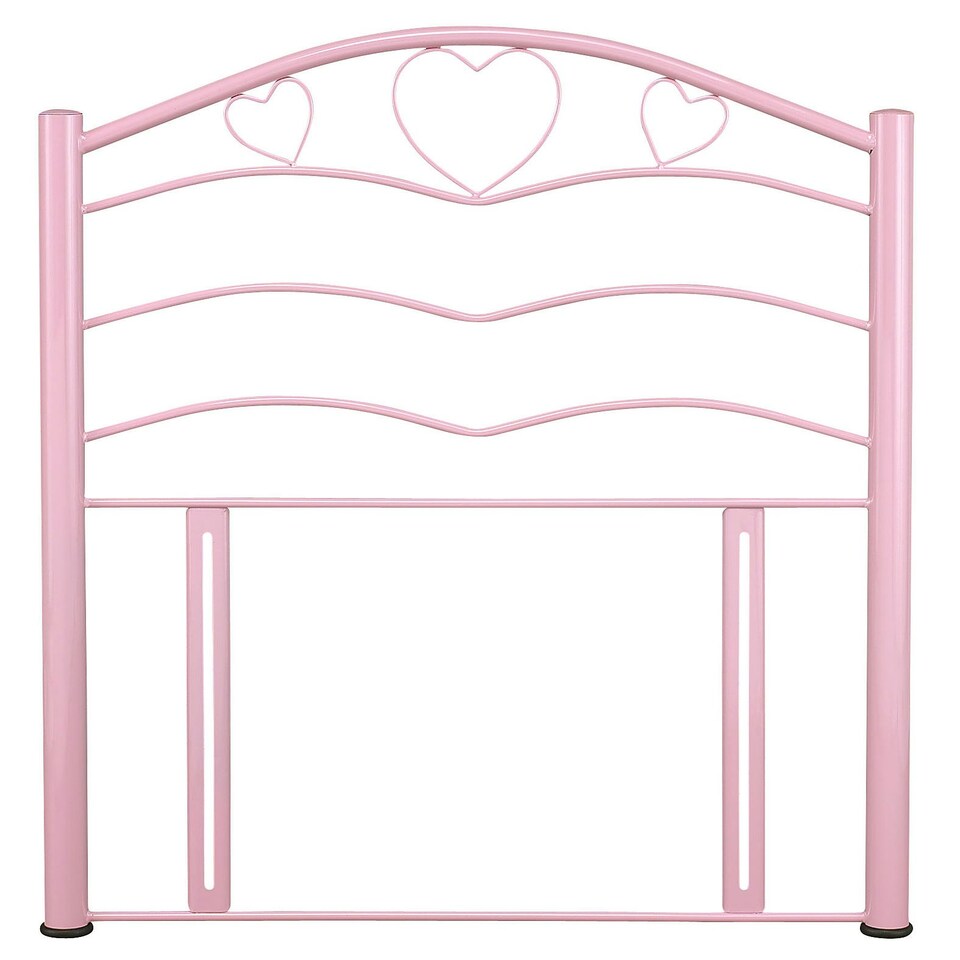 image 1 of 3ft single size pink metal headboard bed head end. Girls pink, hearts,steel tubular Pink | 3ft Single