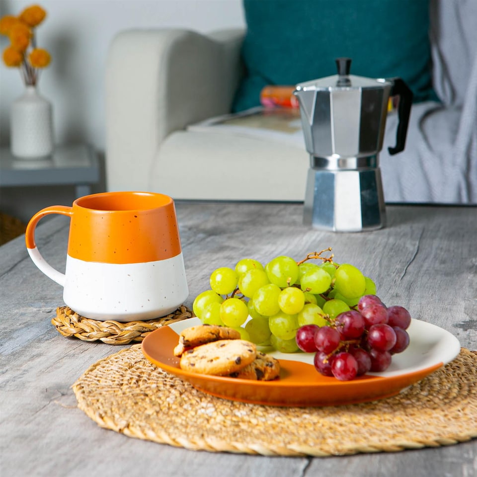 image 1 of Nicola Spring Ceramic Dipped Flecked Dinner Plates - 20.5cm - Burnt Orange - Pack of 4 | Orange | Burnt Orange