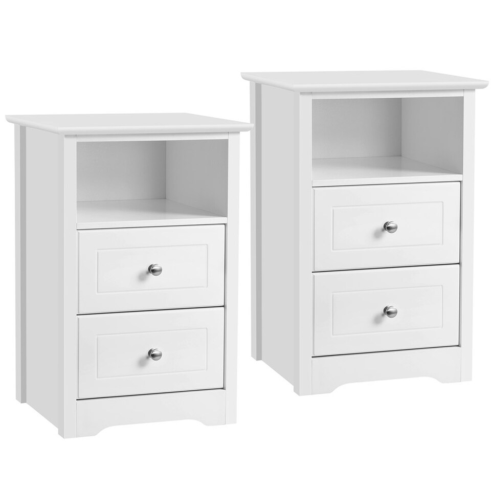 image 1 of Yaheetech Set of 2 Side Tables with 2 Drawers and 1 Cubby